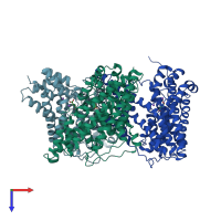 PDB entry 4x2s coloured by chain, top view.