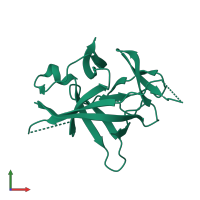 PDB entry 4x38 coloured by chain, front view.