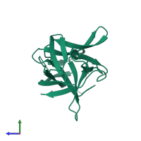 PDB entry 4x38 coloured by chain, side view.