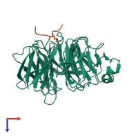 PDB entry 4x3e coloured by chain, top view.