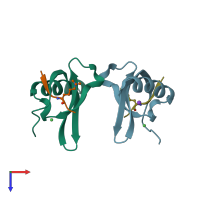 PDB entry 4x3k coloured by chain, top view.