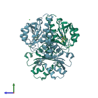 PDB entry 4x3l coloured by chain, side view.