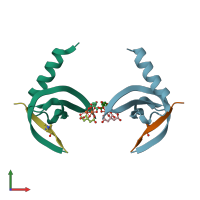 PDB entry 4x3s coloured by chain, front view.