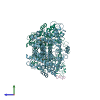 PDB entry 4x3v coloured by chain, side view.