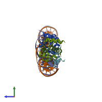 PDB entry 4x4b coloured by chain, side view.