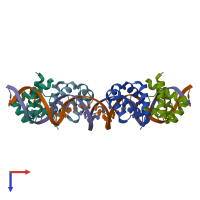 PDB entry 4x4b coloured by chain, top view.