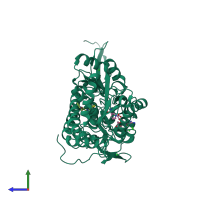 PDB entry 4x4l coloured by chain, side view.