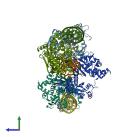 PDB entry 4x4n coloured by chain, side view.