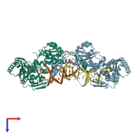 PDB entry 4x4v coloured by chain, top view.