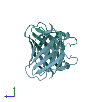 PDB entry 4x4z coloured by chain, side view.
