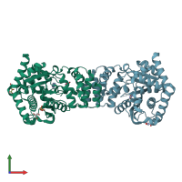 PDB entry 4x58 coloured by chain, front view.