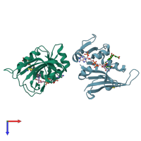 PDB entry 4x5g coloured by chain, top view.