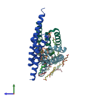 PDB entry 4x5m coloured by chain, side view.