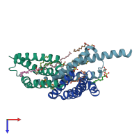 PDB entry 4x5m coloured by chain, top view.