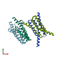 PDB entry 4x5n coloured by chain, front view.