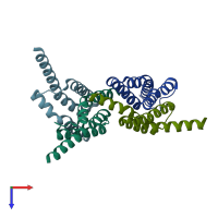 PDB entry 4x5n coloured by chain, top view.