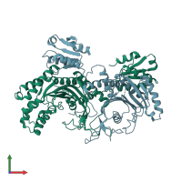 PDB entry 4x5o coloured by chain, front view.