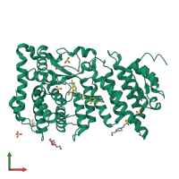 PDB entry 4x5y coloured by chain, front view.