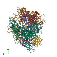 PDB entry 4x6a coloured by chain, side view.