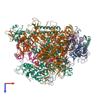 PDB entry 4x6a coloured by chain, top view.