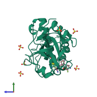PDB entry 4x6h coloured by chain, side view.
