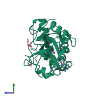 PDB entry 4x6j coloured by chain, side view.