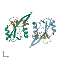 PDB entry 4x6s coloured by chain, front view.