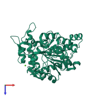 PDB entry 4x6u coloured by chain, top view.