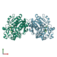 PDB entry 4x6y coloured by chain, front view.