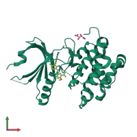 PDB entry 4x7j coloured by chain, front view.