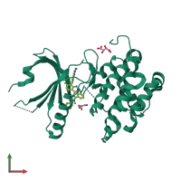 PDB entry 4x7k coloured by chain, front view.