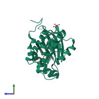 PDB entry 4x7l coloured by chain, side view.