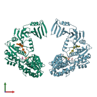 PDB entry 4x7r coloured by chain, front view.