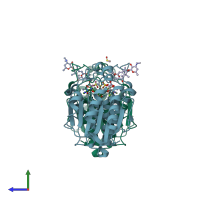 PDB entry 4x81 coloured by chain, side view.