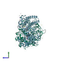 PDB entry 4x8d coloured by chain, side view.