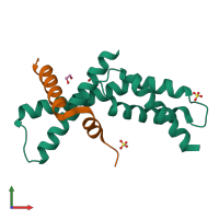 PDB entry 4x8k coloured by chain, front view.