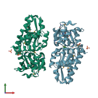 PDB entry 4x8r coloured by chain, front view.