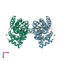 PDB entry 4x8r coloured by chain, top view.