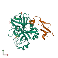 PDB entry 4x8t coloured by chain, front view.