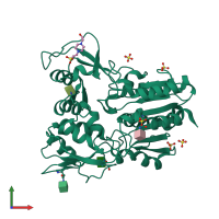 PDB entry 4x94 coloured by chain, front view.