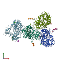 PDB entry 4x96 coloured by chain, front view.