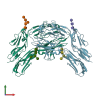 PDB entry 4x9g coloured by chain, front view.