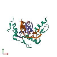 PDB entry 4x9j coloured by chain, front view.