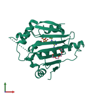 PDB entry 4x9l coloured by chain, front view.