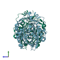 PDB entry 4x9o coloured by chain, side view.