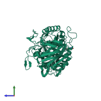 PDB entry 4x9y coloured by chain, side view.