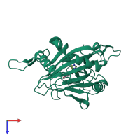 PDB entry 4xac coloured by chain, top view.