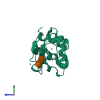 PDB entry 4xad coloured by chain, side view.