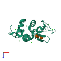 PDB entry 4xad coloured by chain, top view.