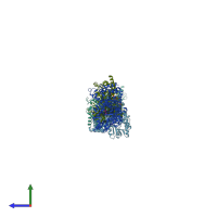 PDB entry 4xaj coloured by chain, side view.